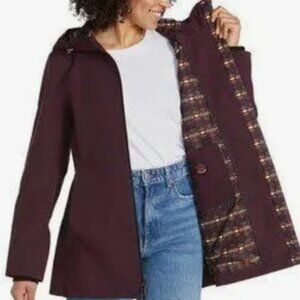 Pendleton Jacket Women's Hooded Raincoat Purple with Plaid Interior Sz S